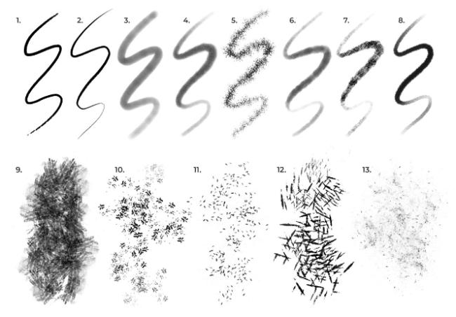 Willow charcoal texture brushes