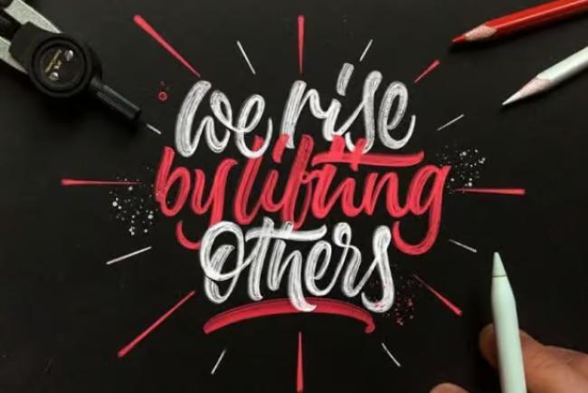 Poster lettering brush set