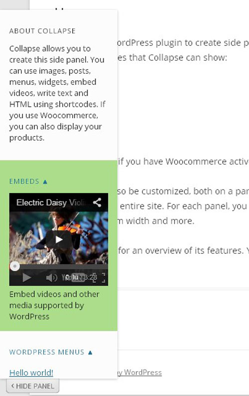 jquery side panel menu plugins
