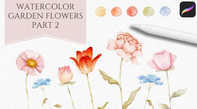 Botanical watercolor brushes for floral art