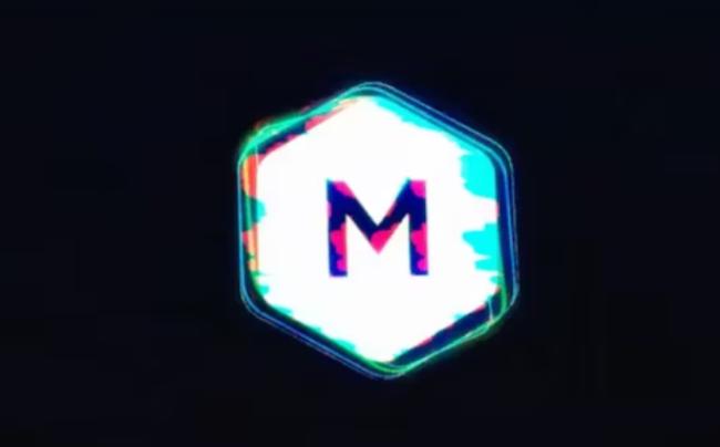 Digital glitch logo transition with tech corruption effects