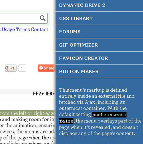 jquery side panel menu plugins