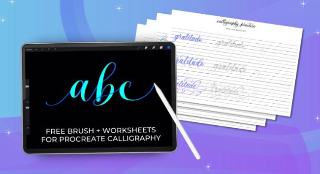 Calligraphy brush with practice sheets