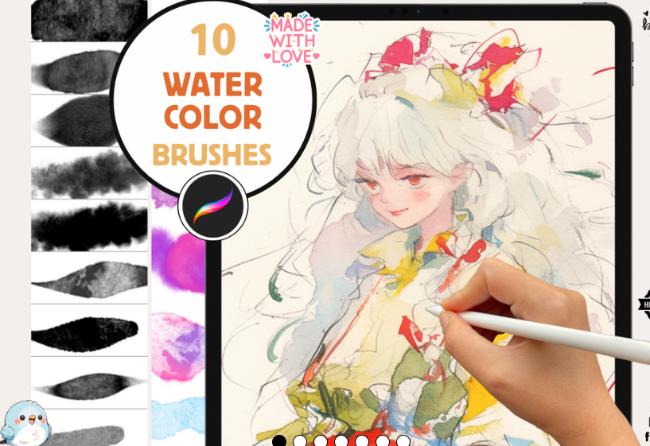 Free realistic watercolor brushes