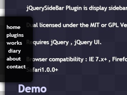 jquery side panel menu plugins