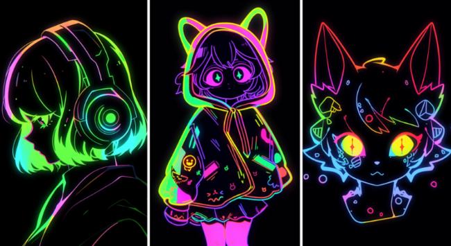 Cyberpunk neon brushes