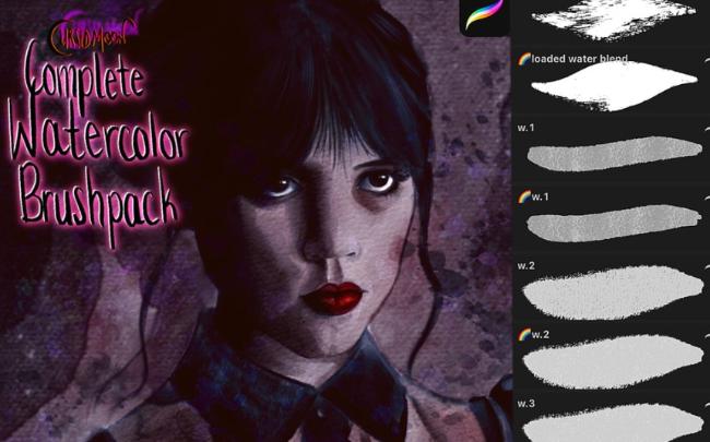 Organic watercolor brush pack