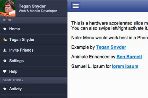 jquery side panel menu plugins