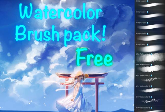 Free expressive watercolor brushes