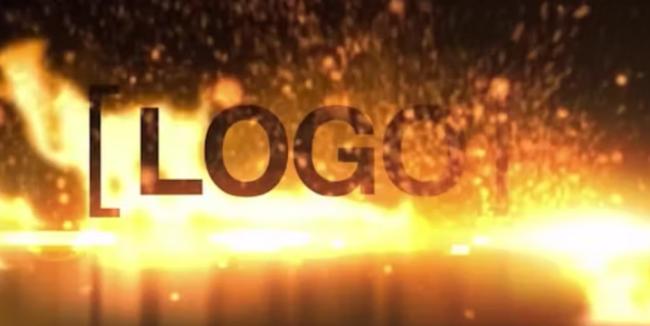 Fiery logo animation with flame effects and heat elements