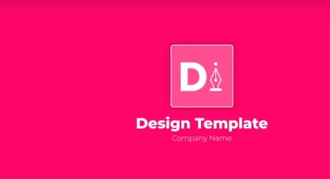 Pink minimalist logo template with curved design and custom controls