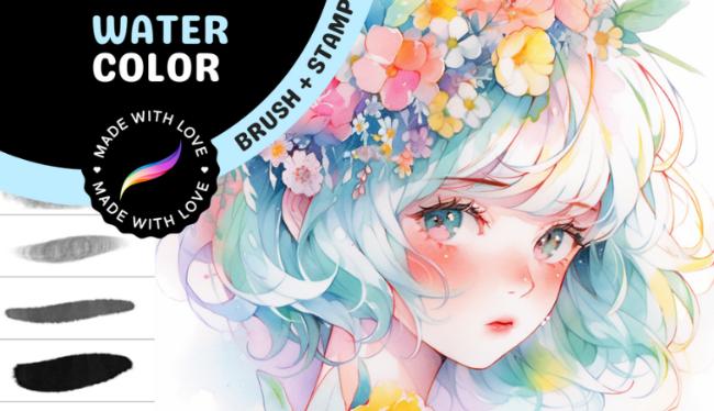 Anime-style watercolor brushes for Procreate
