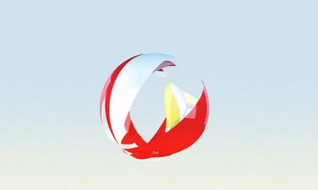 3D sphere logo animation with orbital movement and bright colors