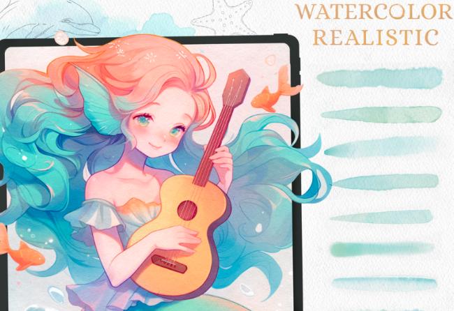 Realistic watercolor brushes for Procreate