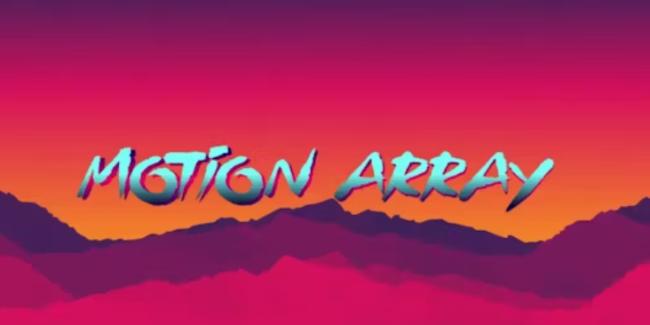 80s retro synthwave intro with flat design and distortion effects