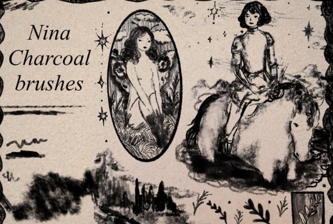 Curated charcoal brush collection