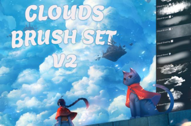 Soft painterly cloud brushes