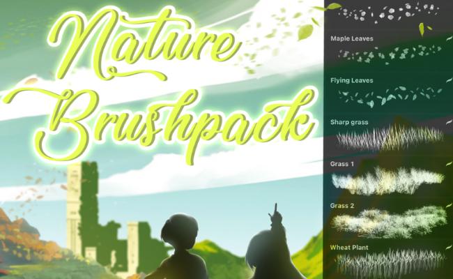 Free nature brush set for Procreate with grass and foliage