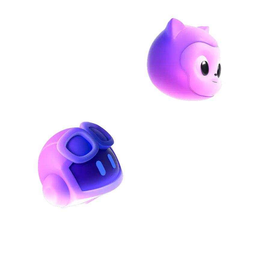 GitHub Mascots Mona, Copilot, and a rubber duck floating together.